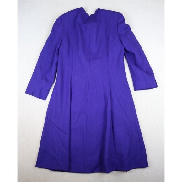 VINTAGE WOMEN'S PURPLE 100% WOOL DRESS - BADGLEY MISCHKA - SIZE 10 - Picture 8 of 8
